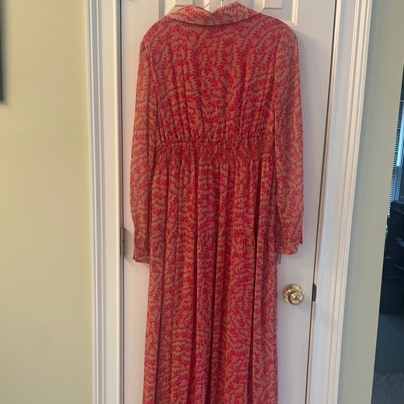 Taylor Vibrant Pink and Red Long Sleeve Dress - Picture 6 of 6